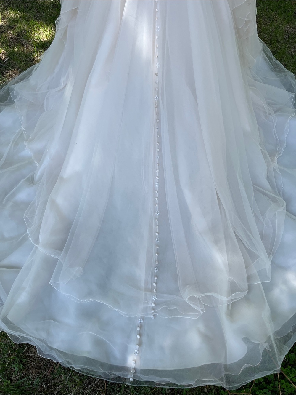 Used David Tutera Blush/Ivory Lace Off-Shoulder Wedding Dress - Picture 5 of 8